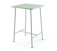 Table haute de jardin carrée en acier vert sauge 70cm - Oviala Palavas