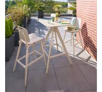 Table haute de jardin carrée TERZANO Vanille Argile 2 places - Aluminium traité époxy Hespéride