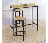 IDMarket Ensemble table haute de bar DETROIT 95 cm – 2 tabourets – design industriel