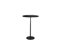 Table haute en bois de manguier teinté noir, piétement métal noir, 2 places, ronde - Pomax, Bistro - Ø70x104 cm
