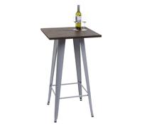 Table haute HWC-A73 avec plateau en bois, table de bar, design industriel en métal 107x60x60cm gris