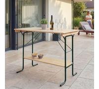 Table haute HWC-L67, table de brasserie table de tente de bière table de camping, pliable métal pin bois 110x125x70cm FSC®