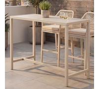 Table Haute Hwc-P91, Table De Jardin, Table De Bar, Métal D'extérieur 105 X 130 X 65 Cm Crème Gris