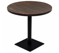 Table haute mange debout bar bistrot MDF et acier rond 80 cm frêne foncé marron 0902112
