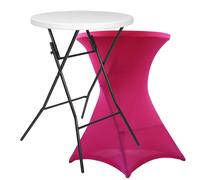 Table haute mange debout + housse rose - Oviala Pack spécial salon