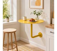 Table Haute Murale Rond Métal Design Table Mange-Debout Gain de Place | Fixation murale robuste, Style moderne minimaliste, Installation simple en 3 étapes, 7 coloris disponibles(Yellow,45cm)
