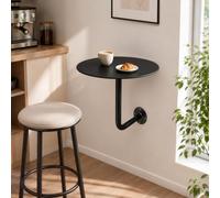 Table Haute Murale Rond Métal Design Table Mange-Debout Gain de Place | Fixation murale robuste, Style moderne minimaliste, Installation simple en 3 étapes, 7 coloris disponibles(Black,45cm)