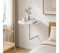Table Haute Murale Rond Métal Design Table Mange-Debout Gain de Place | Fixation murale robuste, Style moderne minimaliste, Installation simple en 3 étapes, 7 coloris disponibles(White,45cm)
