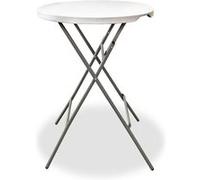 Table haute pliable coloris blanc mange-debout cocktail d'extérieur-Diamètre 80 x Hauteur 110 cm Blanc G