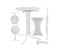 tectake® Table Haute Mange Debout Table Bistrot Table de Bar Ronde Table Pliante Acier laqué Ø 90cm x 110 cm Housse Mange Debout Incluse pour Réception Mariage Anniversaire Fête de Jardin