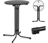 Table haute ronde de bar pliable, diamètre 70 cm, hauteur 110 cm, noire