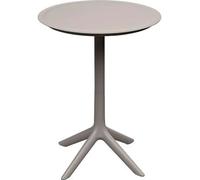 Table haute ronde de jardin Ferne, en plastique marron