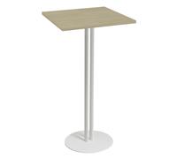 Table haute Roxane L.60 x P.60 x H.110 cm - Plateau Chêne - Pied central Blanc