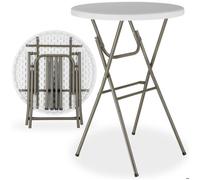 Table haute - TECTAKE - Mange-debout PASCAL rond et pliable 80 x 110 cm - Blanc