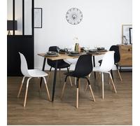 Table - HOME DECO FACTORY - Forest - Extensible - Bois Naturel - Marron et Noir