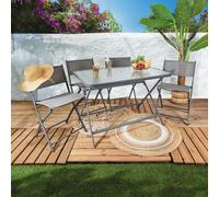Table - HOME DECO FACTORY - Formentera - Verre Trempé - Pliable - Gris