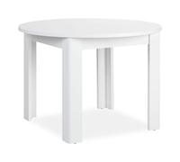 Table ronde de cuisine moderne Ø 106 cm en bois blanc 4 places Blanc