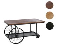 Table HWC-Q69 avec roulettes et bois 54x100x60cm métal brun et noir