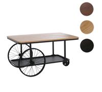 Mendler Table HWC-Q69 avec roulettes et Bois 54x100x60cm Naturel métal Noir