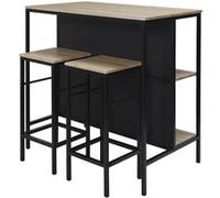 Table Ilot avec Tabourets en MDF et Pieds Métal Noir - MAXIMO - ALTOBUY Marron G