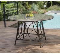Table Jardin Ushuaia Marron Table Ronde Aluminium Marron Et Textilène - Dcb Groupe - Decochine