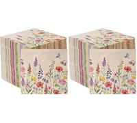 Table Kind 100 serviettes papier recyclé 2 plis 33 cm fleurs des champs, jetables pour mariages, fête des mères et tea parties, kraft naturel non blanchi, marque britanniqu (Lot de 2)