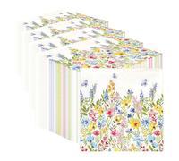 Table Kind 100 x Bulk Pack Soft Recycled Paper Napkins Disposable White Floral Party Serviettes for Weddings or Everyday Use Eco-Friendly Home Compostable Recyclable Made in EU 2ply 33cm (Lot de 4)