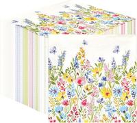 Table Kind 100 x Serviettes en Papier 33x33 cm Serviettes de Table Jetables Blanches à Motif Floral, Douces et Absorbantes, Idéales pour Fête, Mariage, Anniversaire, Usage Quotidien 2 Plis