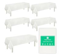 Table Kind 5 x Nappe Papier Nappe Jetable Blanche 180cm x 120cm Rectangulaire - Grande Nappe de Table pour Anniversaire et Fête