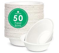 Table Kind 50 x Bols en papier jetables en vrac pour le camping, la restauration, usage quotidien pour salade, dessert, céréales, fournitures de fête d'anniversaire recyclables 23 cm