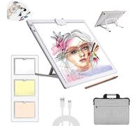 Table lumineuse A3 avec sac, sans fil, à piles, 3 couleurs à intensité variable et 6 niveaux de luminosité, panneau lumineux rechargeable pour peinture diamant, croquis