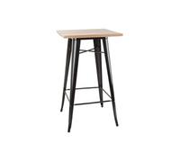 Table Mange Debout Noire avec Plateau Bois Bistro