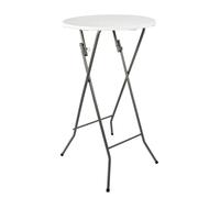 Table mange debout pliable diamètre 60cm hauteur 110cm - Table haute pliante de bar - Plateau résine Structure Acier laquée - Blanc