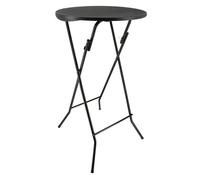 Oxeo Table Mange Debout Pliable diamètre 60cm Hauteur 110cm - Table Haute Pliante de Bar - Plateau résine Structure Acier laquée - 76 - Noir
