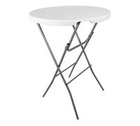 Table mange debout pliable - Diamètre 80cm H110cm - Table haute pliante de bar - Plateau résine Structure Acier - 75 - Blanc