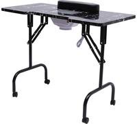 Table manucure avec aspiration de la poussière - Table à ongles pliable - Portable - Extracteur de poussière avec ventilateur - Pour le salon et la maison - A monter - Noir