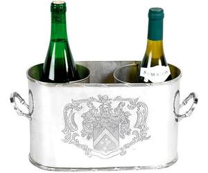 Table massive de luxe Porte-bouteilles de vin Seau à vin 2 bouteilles de vin Finition nickel - Casa Padrino Luxury Collection - nickelé