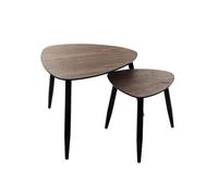 Atmosphera - Lot de 2 tables à café gigognes Miléo effet noyer L40/60 cm