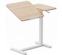 Table Mobile Bois Clair - Bureau Ordinateur Réglable en Hauteur, Table d'Appoint Multifonction avec Roulettes, Plateau Inclinable et Rabattable pour Lit et Canapé Effet bois clair