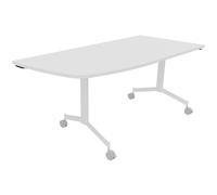 Table mobile rabattable Eureka angle arrondi à gauche - L.170 x P.80 cm - Plateau Blanc - Pieds Blanc