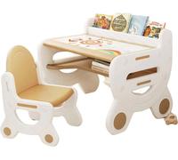 Table moderne pour enfants - Table d'activités - 2 chaises - Table de jeu - Réglable en hauteur - Table d'étude pour enfants - Marron