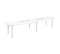 Table modulable Belem 14 personnes L 380 x P 140 cm blanche piètement blanc - - Bruneau