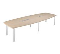 Table modulable Belem 14 personnes L 380 x P 140 cm chêne clair/alu - - Bruneau