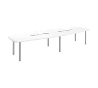 Table modulable Belem 14 personnes L 380 x P 140 cm stratifié blanc antibactérien piètement aluminium - - Bruneau