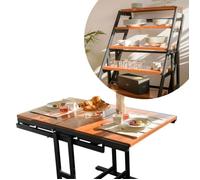 Table modulable (L120 x l78 x H77,5 cm) convertible en Etagère - style industriel - Couleur Merisier
