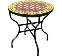 Table mosaïque marocaine Estrella Bordeaux Jaune 80cm | Artisanat