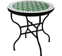 Table mosaïque marocaine Estrella Vert Blanc 80cm | Artisanat