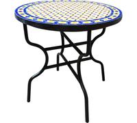Table mosaïque marocaine Giralda Nature Bleu Jaune 80cm | Artisanat