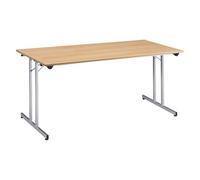 Table multi-usages pliante L 160 x P 80 cm - plateau chêne clair piètement aluminium