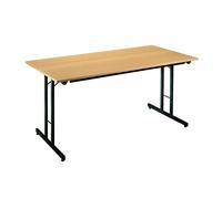 Table multi-usages pliante L 160 x P 80 cm - plateau hêtre piètement noir